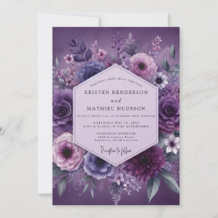 Plum Twilight Floral Wedding Invitation
