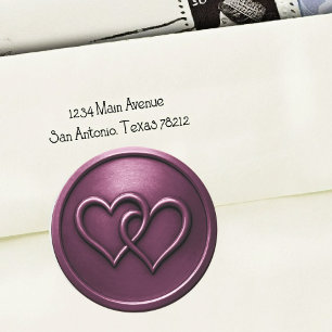 Plum Two Hearts Intertwined Wedding Classic Round Sticker