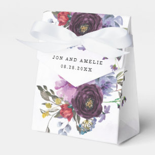 Plum Ultra Violet Botanical Rustic Peony Wedding  Favour Box