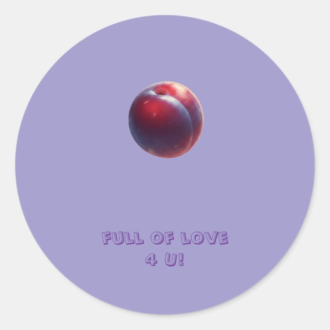 Plum Valentines Classic Round Sticker (Front)
