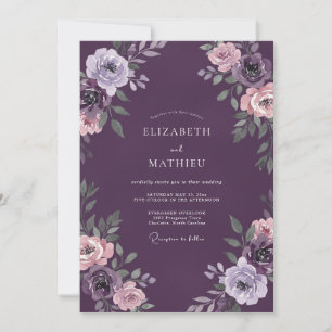 Plum Velvety Winter Wedding Invitation