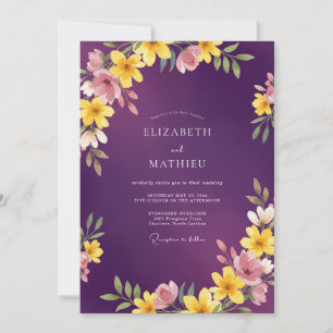 Plum Vibrant Botanical Wedding Invitation