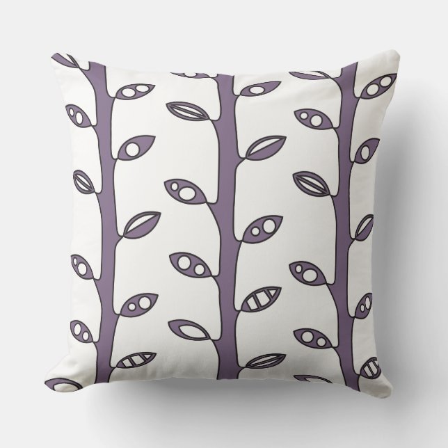 Plum VINES Retro DESIGN Throw Pillow (Front)