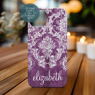 Plum Vintage Damask Pattern and Name Case-Mate Samsung Galaxy S9 Case