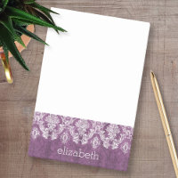Plum Vintage Damask Pattern and Name