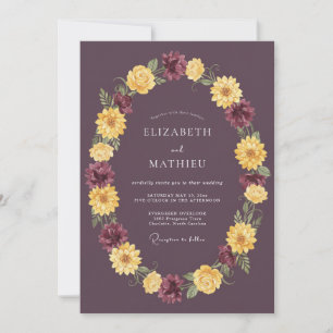 Plum Vivid Autumnal Wedding Invitation