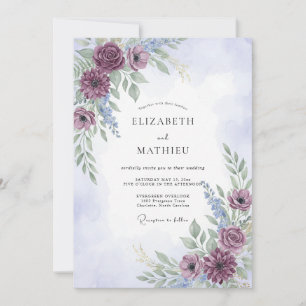 Plum Watercolor Ethereal Wedding Invitation