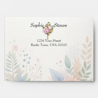Plum Watercolor Floral Elegant Wedding Envelope