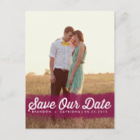 PLUM WATERCOLOR SPLASH | SAVE THE DATE POSTCARD