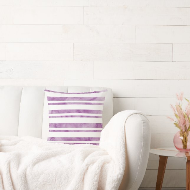 Plum Watercolor Stripes Cushion (Couch)