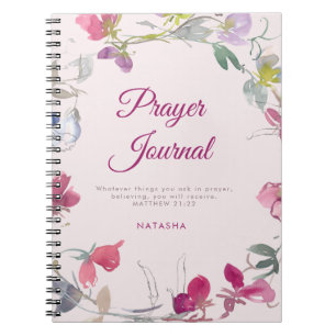 Plum Watercolor Sweet Pea Floral Prayer Journal