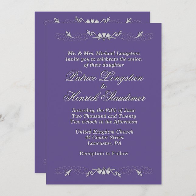 Plum Wedding Invitation (Front/Back)