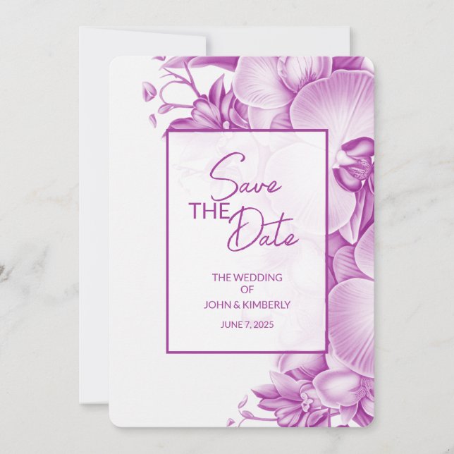 Plum Wedding Save the Date Four Photos & QR Code (Front)
