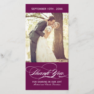 Plum Wedding Thank You Photo Card (4x8)