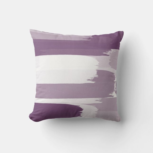 Plum White Brushstrokes Throw Pillow (Front)
