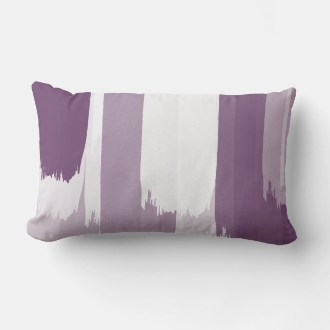 Plum White Brushstrokes Throw Pillow (Front)