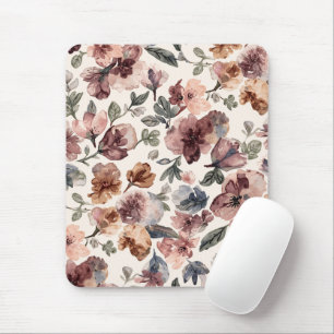 Plum Wildflower Watercolor Moody Botanical Garden Mouse Pad