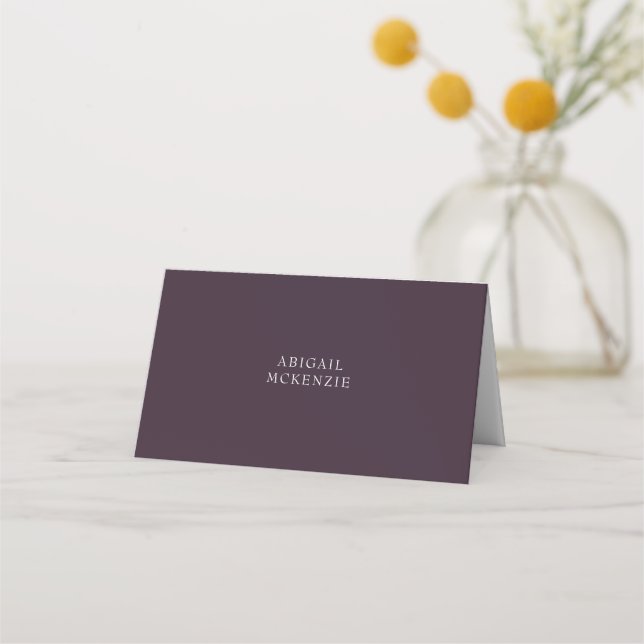 Plum Wine Name Folded Place Card (Front)