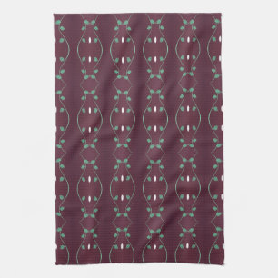 Plum With Green Leaf Detail Hand Towel