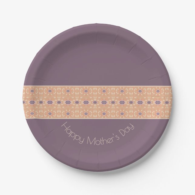 Plum With Pattern Paper Plate (Front)