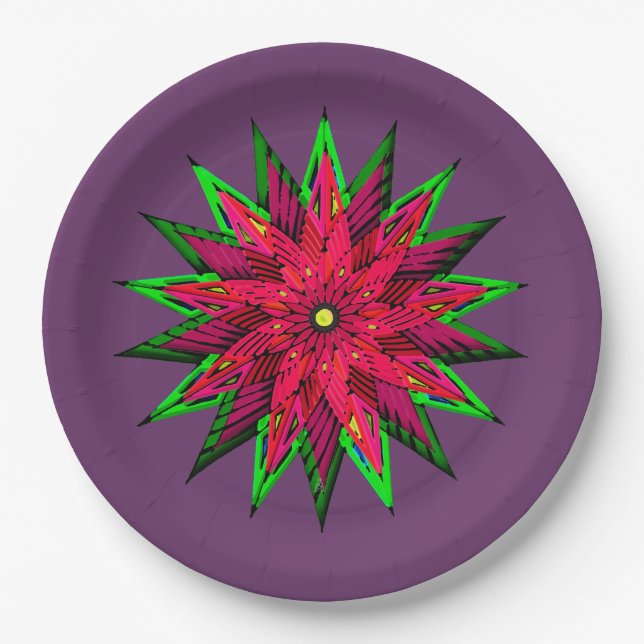 Plum Wonderful Poinsettia WOW Paper Plate (Front)