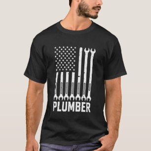 Plumber American Flag Plumbing 4th Of july Pipe Wr T-Shirt