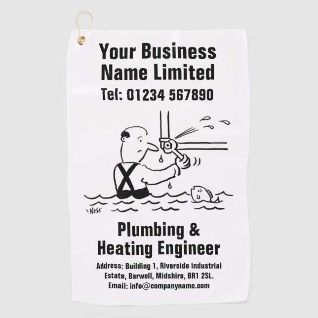 Plumber and Heating Engineer Design Golf Towel (Front)