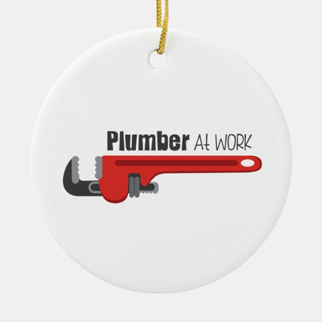 Plumber At Work Ceramic Ornament (Front)