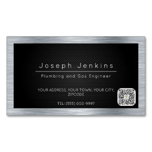 plumber black carbon fibre and silver metal p Magnetic business card