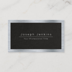 plumber black leather and silver metal business card