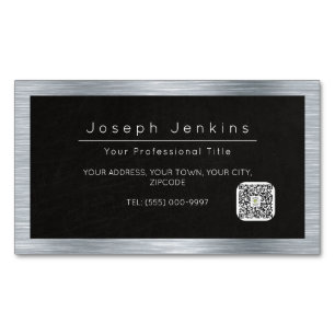 plumber black leather and silver metal Magnetic business card