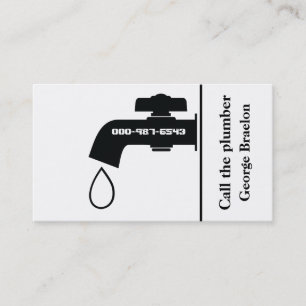 Plumber black white tap eye-catching plumbing business card