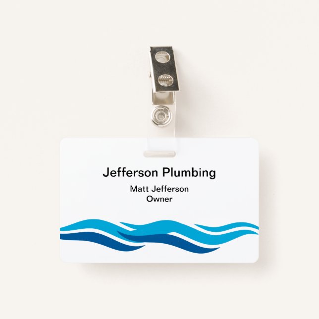 Plumber Business Badges ID Badge (Front with Clip)