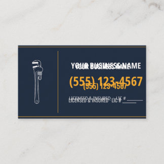 Plumber Business Cards, Custom Name & Phone Card