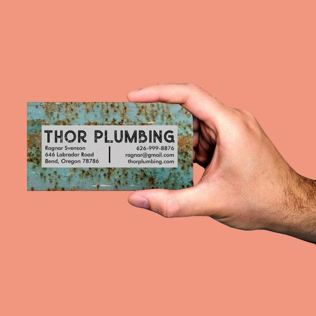 Plumber Contractor Handyman Cool Rustic Texture Business Card (Creator Uploaded)