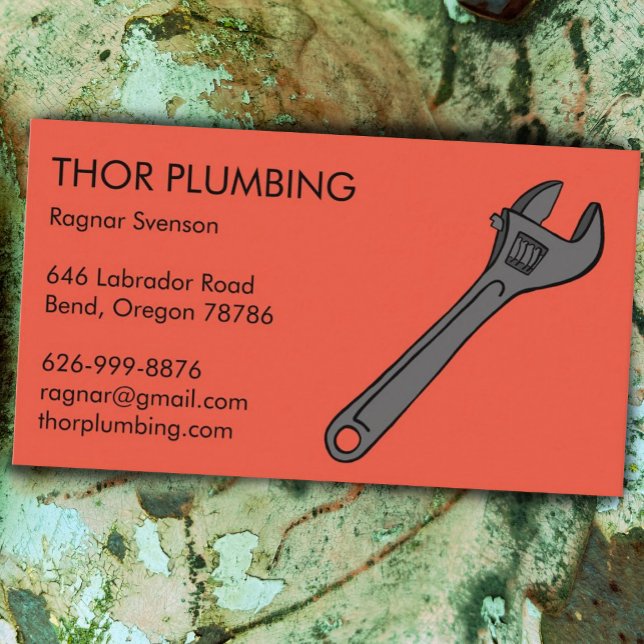 Plumber Contractor Handyman Mechanic Wrench Bold Business Card (Creator Uploaded)