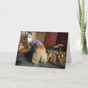 Plumber Corgi Father's Day greeting card