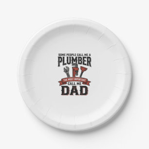 Plumber Dad Vintage Engraving Shirt Design_1 Paper Plate