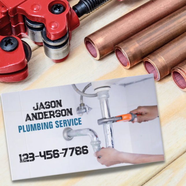 Plumber Faucet Pipe Handyman Pluming Service  Business Card (Creator Uploaded)