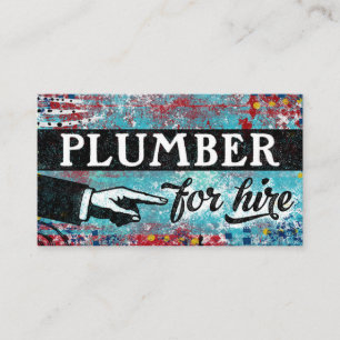 Plumber For Hire Business Cards - Blue Red