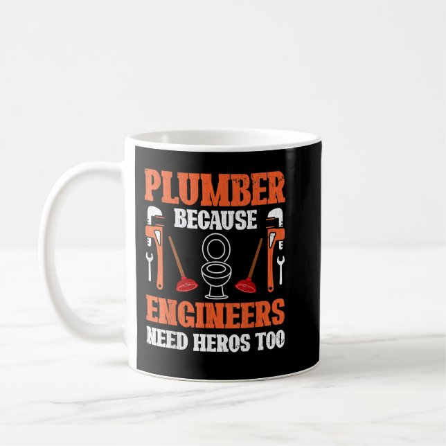 Plumber Hero Fun Plumbing Pipe Pipefitter Graphic Coffee Mug (Left)