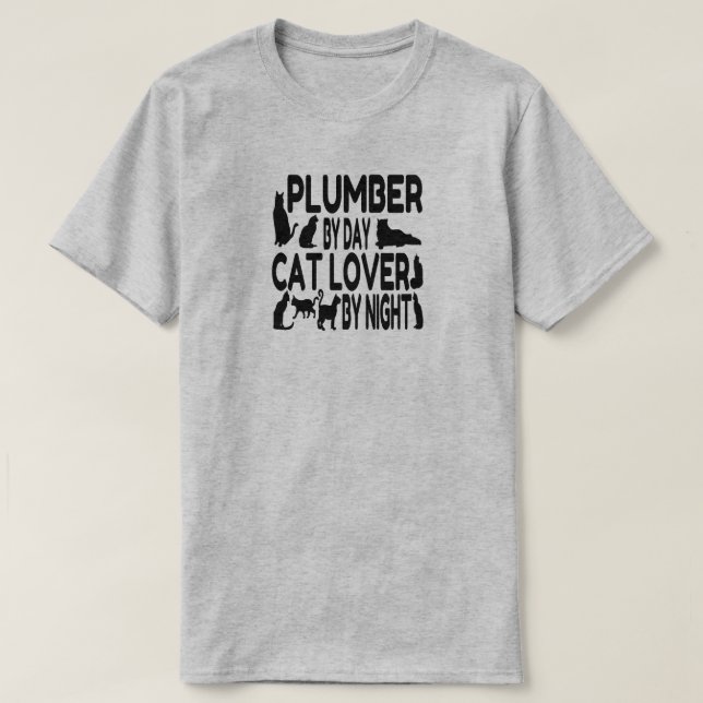 Plumber Loves Cats T-Shirt (Design Front)