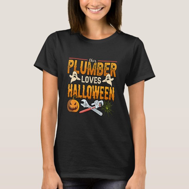 Plumber Loves Halloween Costume Pipe Wrenches T-Shirt (Front)