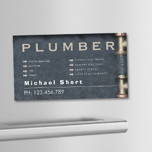 Plumber Magnetic Business Card with Pipe DetaiI