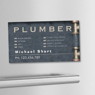 Plumber Magnetic Business Card with Pipe DetaiI