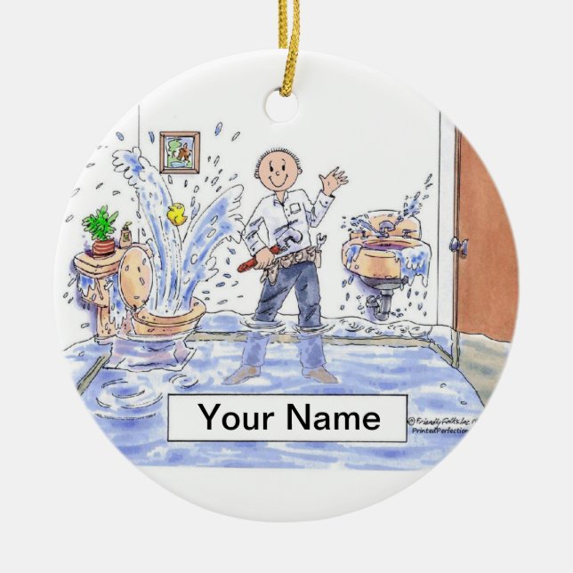 Plumber - Male Ceramic Tree Decoration (Front)