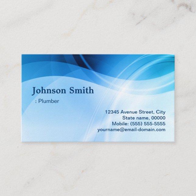 Plumber - Modern Blue Creative Business Card (Front)