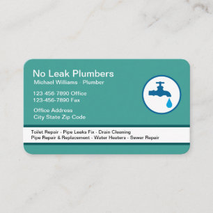 Plumber Modern Faucet Emblem Business Cards