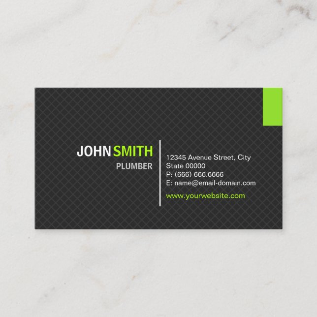 Plumber - Modern Twill Grid Business Card (Front)