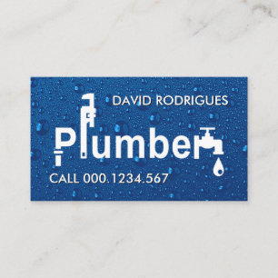 Plumber Pipe Signage Leaking Water Business Card
